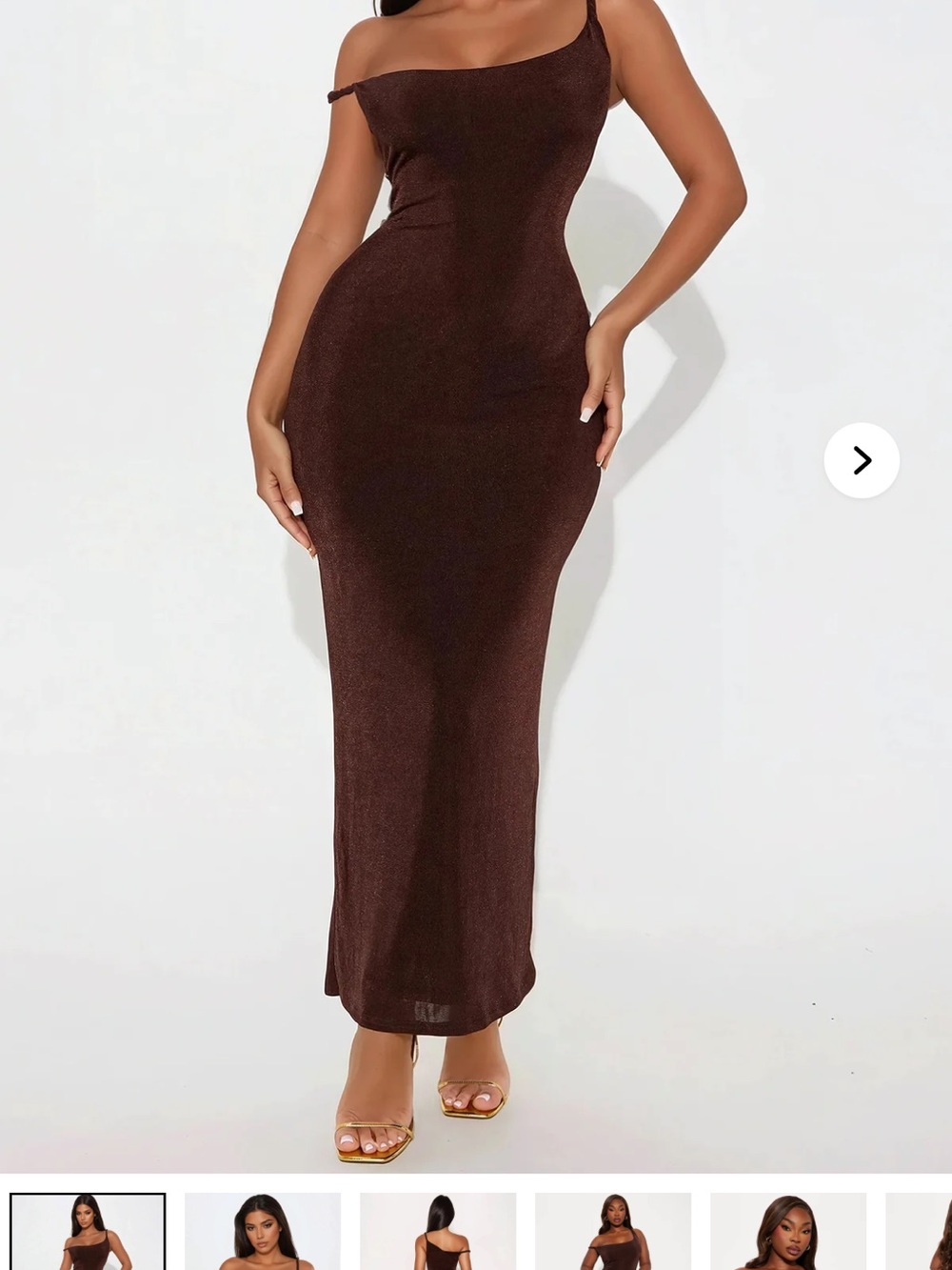 Fashion Nova One-Shoulder Bodycon Maxi Dress - Brown